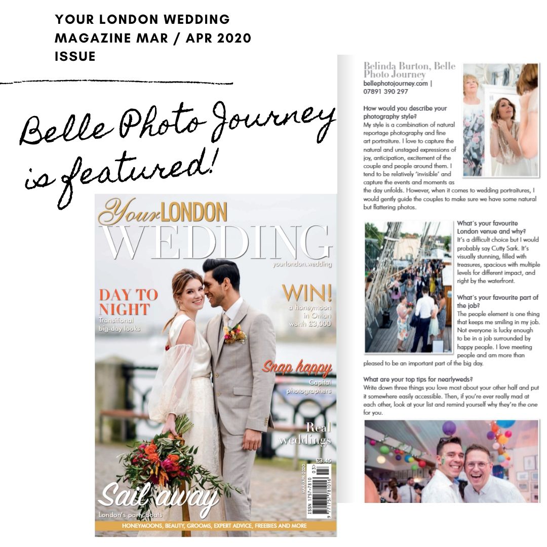 Belle Photo Journey featured in Your London Wedding Magazine