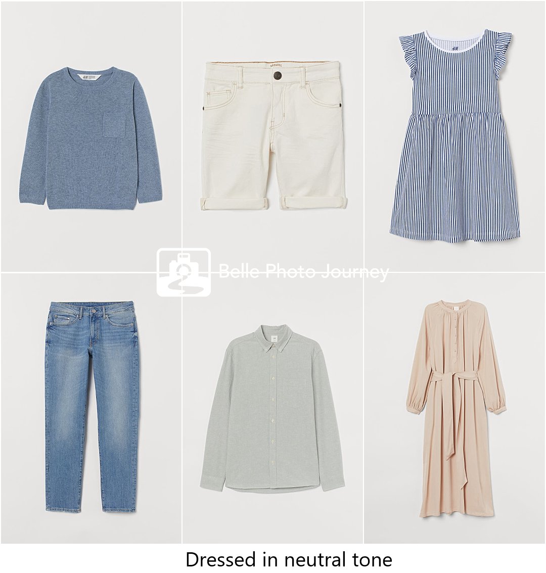 Neutral colour clothing for family of four